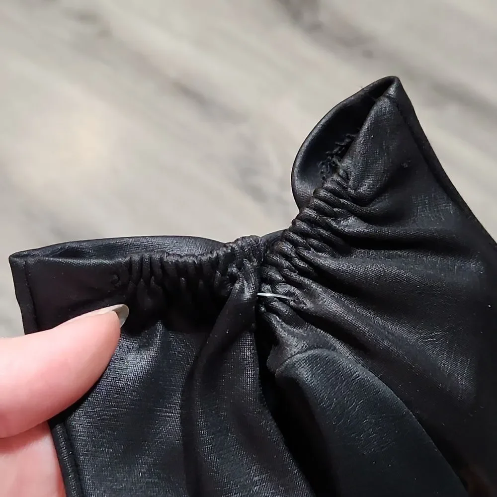 EUC Fownes Black Satin Nylon Short Hand Gloves